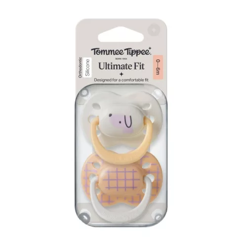 Tommee Tippee Ultimate Fit játszócumi 0-6 hó 2 db - barack/beige kutyus