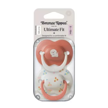   Tommee Tippee Ultimate Fit játszócumi 6-18 hó 2 db - piros/fehér kutyus