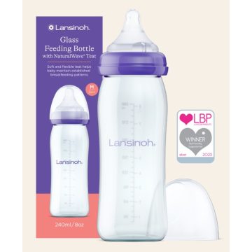   Lansinoh cumisüveg közepes folyású etetőcumival + fedéllel, 240 ml