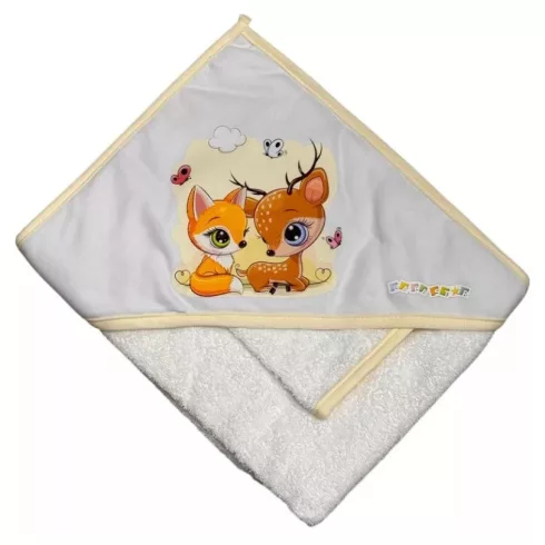 Babastar Frottir fürdőlepedő, fürdetőkesztyűvel 80*80 cm - Őzike és Róka