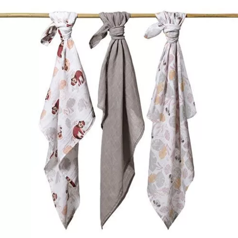 BabyOno 3 db-os színes,mintás textil pelenka - szürke