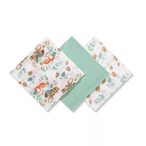 BabyOno 3 db-os színes,mintás textil pelenka - zöld