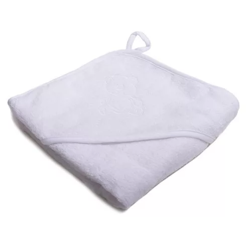 Vaganza hímzett fürdőlepedő, fürdetőkesztyűvel 80*80 cm - fehér maci
