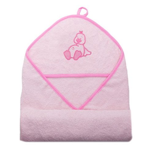 Vaganza hímzett fürdőlepedő, fürdetőkesztyűvel 80*80 cm - rózsaszín kacsa