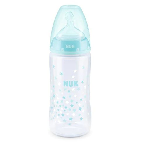 NUK First Choice Temperature Control cumisüveg 300 ml 0-6 m -  türkiz csillagos