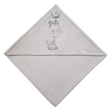   Babastar hímzett fürdőlepedő Waffle110*110 cm - zsiráf szürke 