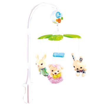 Plüss forgó zenélő 3 figurás (2 nyuszi+1 maci) 