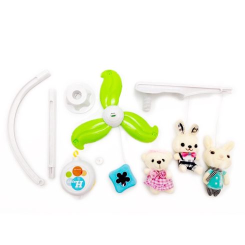 Plüss forgó zenélő 3 figurás (2 nyuszi+1 maci) 