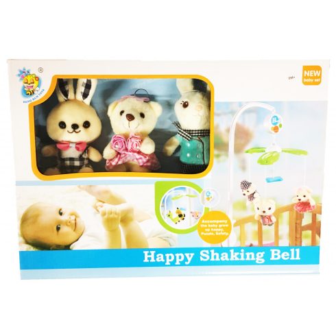 Plüss forgó zenélő 3 figurás (2 nyuszi+1 maci) 