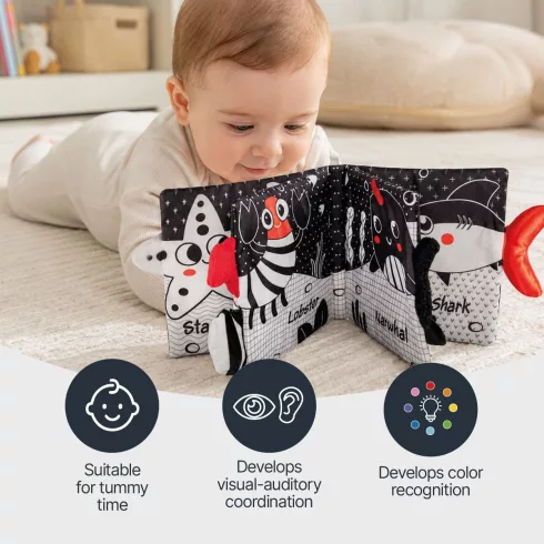 Zopa Kontrasztos fejlesztő plüsskönyv - Panda