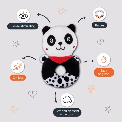 Zopa Kontrasztos fejlesztő csörgő - Panda 