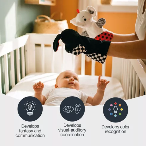 Zopa Kontrasztos fejlesztő kesztyűbáb - Dog