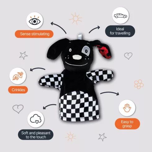 Zopa Kontrasztos fejlesztő kesztyűbáb - Dog