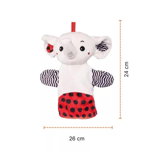 Zopa Kontrasztos fejlesztő kesztyűbáb - Elephant 