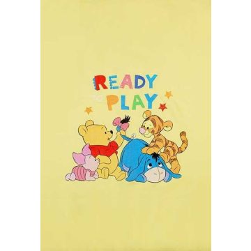   Pamut babatakaró Micimackó és barátai mintával 70x90cm - sárga