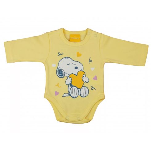 Hosszú ujjú baba body Snoopy mintával  (62) - sárga