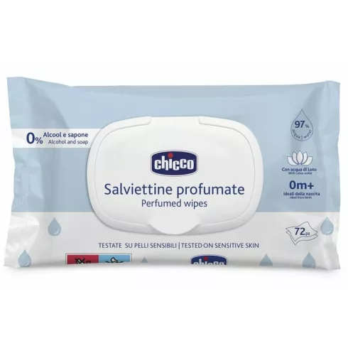 Chicco Lótuszvizes illatos törlőkendő kemény fedéllel 72db érzékeny bőrre 0h+