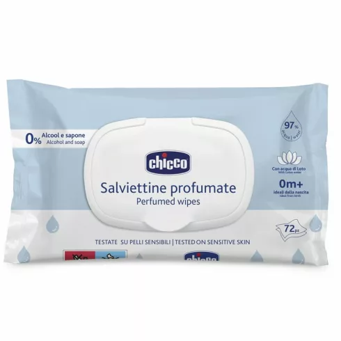 Chicco Lótuszvizes illatos törlőkendő kemény fedéllel 72db érzékeny bőrre 0h+