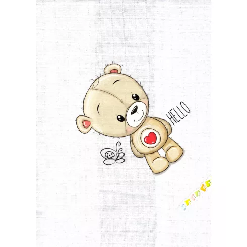 Babastar mintás textil pelenka 1db-os - Szívecskés maci 