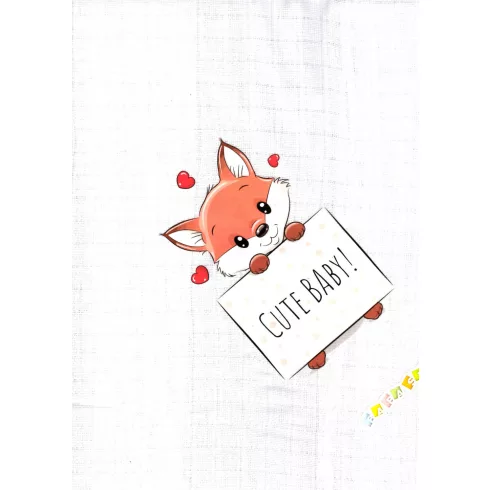Babastar mintás textil pelenka 1db-os - Szívecskés róka 