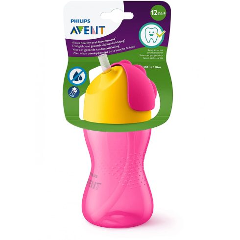 Philips Avent 12+ Bendy Szívószálas itató pohár 300ml
 - pink