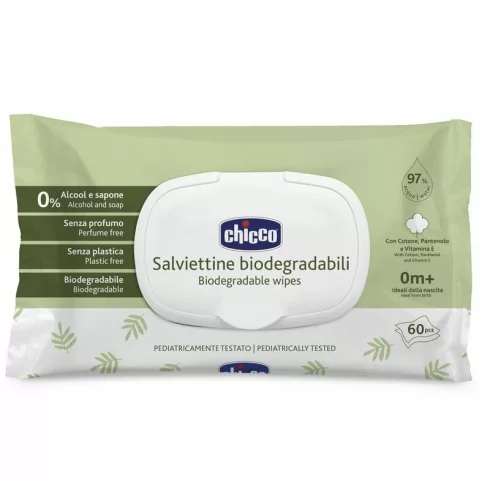 Chicco Törlőkendő Biológiailag lebomló 60 db illatmentes 0h+