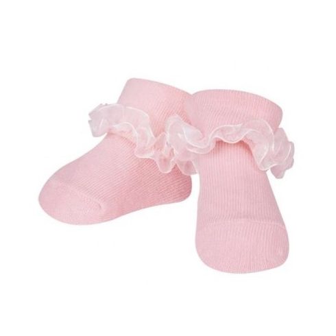 Yo! Baby pamut zokni csipkés 0-3 hó - pink