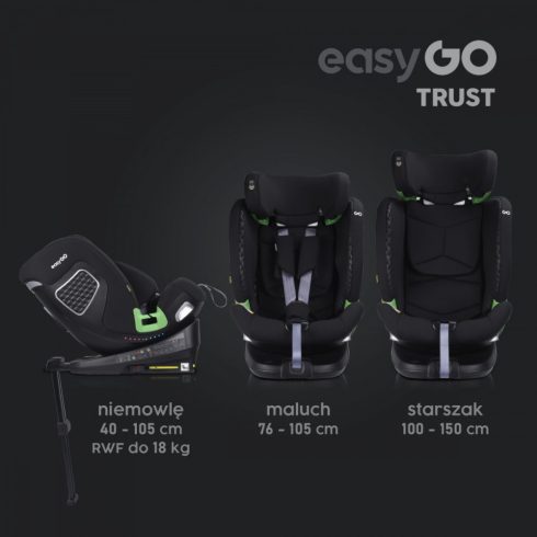 EasyGo Trust i-Size Isofix gyermekülés (40-150 cm) - Iron 