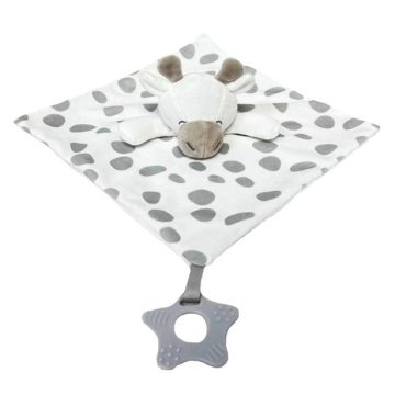   Tulilo puha plüss csörgő,rágóka,alvókendő - zsiráf szürke/fehér