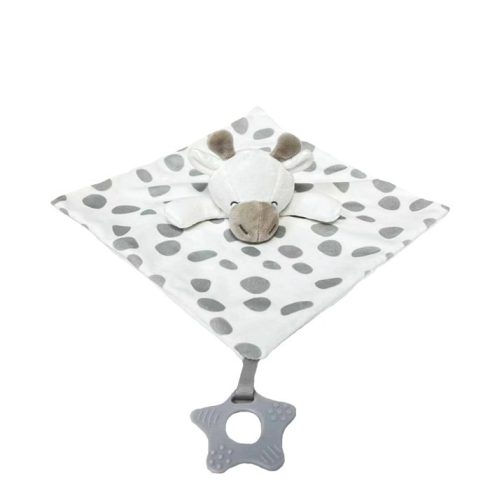 Tulilo puha plüss csörgő,rágóka,alvókendő - zsiráf szürke/fehér