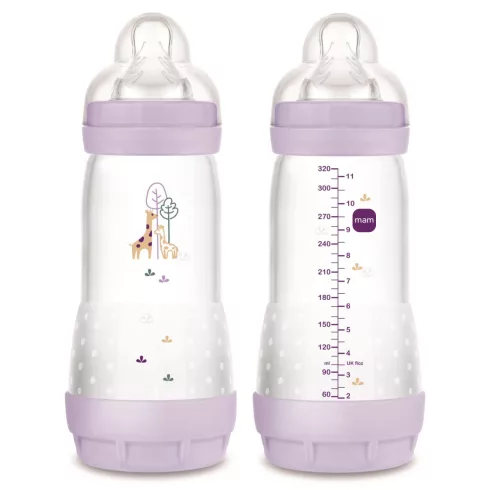 Mam Anti-Colic Matt  cumisüveg 320 ml  4hó+ Lila zsiráf