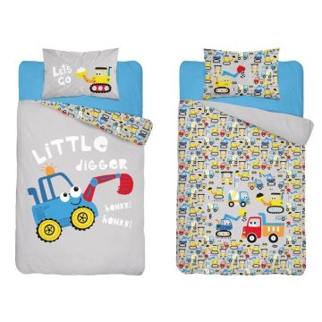 Pamut ágynemű huzat 100*135 cm - kék markoló