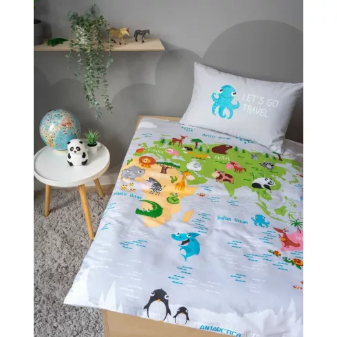Pamut ágynemű huzat 90*120 cm - Állatok a világ körül