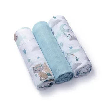   BabyOno 3 db-os színes,mintás bambusz textilpelenka  - kék
