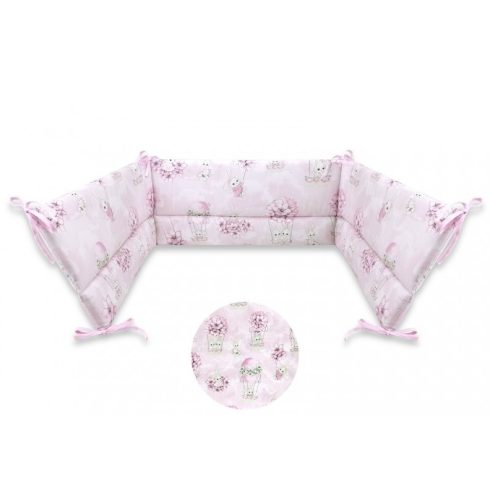 Baby Shop fejvédő kiságyba - rózsaszín virágos nyuszi  
