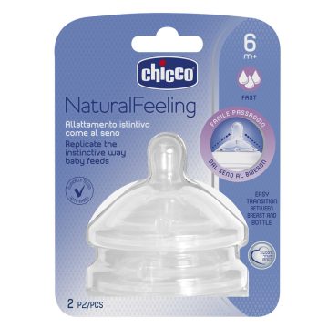   Chicco NaturalFeeling etetőcumi 6hó+ (2 db) gyors folyású