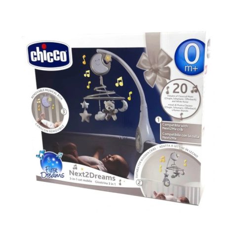 CHICCO Next2Dreams zenélő-forgó Neutral