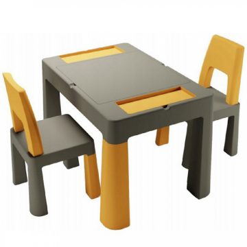   Tega Baby Teggi Multifun kisasztal + 2 db szék szett - grafitszürke/mustársárga
