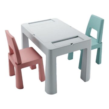   Tega Baby Teggi Multifun kisasztal + 2 db szék szett - szürke/rózsaszín/türkiz