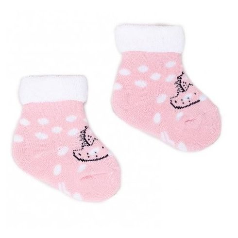 Yo! Baby frottír zokni 3-6 hó - rózsaszín/fehér