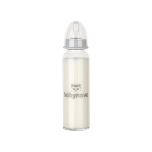 Baby-Nova üveg cumisüveg 240 ml 0-24hó szilikon cumival M-es