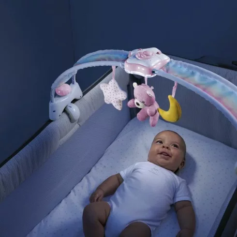 Chicco Rainbow Sky kiságy játékhíd és éjszakai fény elemes 0+ rózsaszín