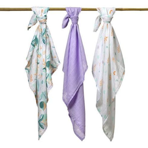 BabyOno 3 db-os színes,mintás textil pelenka bambusz - orgona