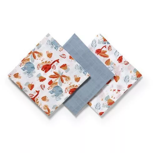 BabyOno 3 db-os színes,mintás textil pelenka - acélkék