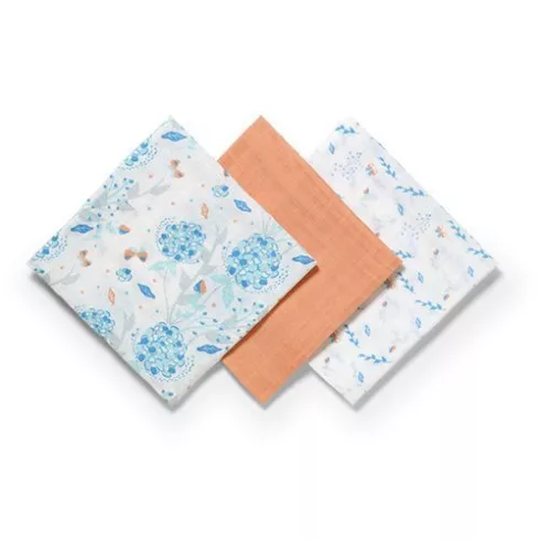 BabyOno 3 db-os színes,mintás textil pelenka - barack/kék