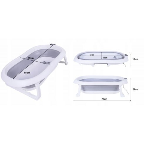 Premium Összecsukható kád hőmérővel és anatómiai támasztékkal + állvány - Blue