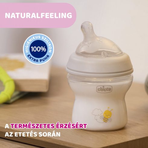 Chicco Natural Feeling Üveg 150 ml cumisüveg újszülöttkorra normál folyású 0+

