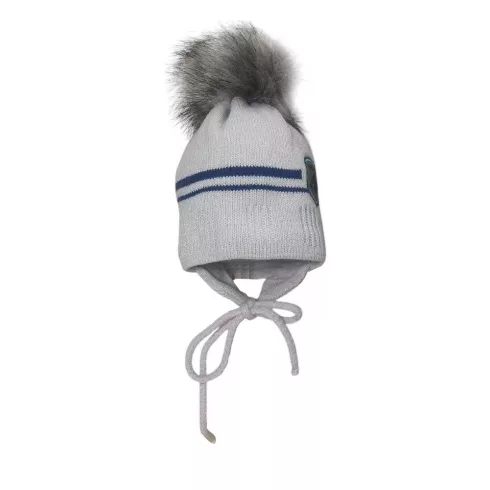 Minimanó téli kötött sapka (42-44) - szürke/kék Miniboy
