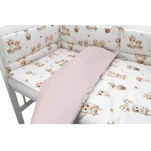 Baby Shop 3 részes ágynemű garnitúra - zsiráf bézs/rózsaszín
