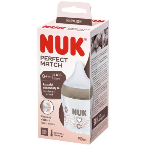 NUK Perfect Match Temperature Control cumisüveg 150 ml 0+hó - Szív 